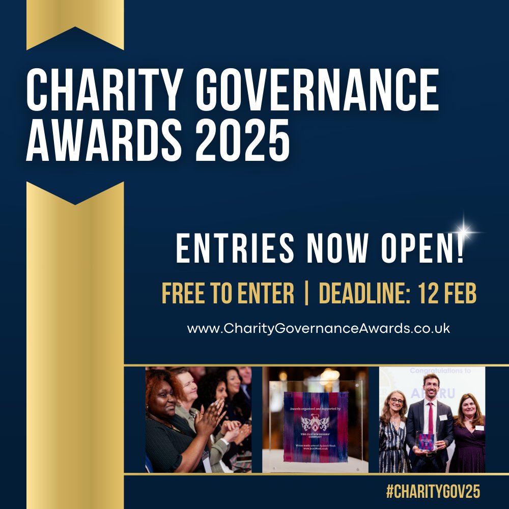 Charity Governance Awards (@charitygovaward) on Twitter photo Charity Governance Awards 2025: Now Accepting Entries! Celebrate your #Trustees and win great prizes for your #charity. Share your story; submit your FREE entry today.
mailchi.mp/charityg.../no…
w/ <a href="/ClothworkersCo/">The Clothworkers' Company</a> <a href="/ReachVolunteer/">Reach Volunteering</a> @NPCThinks & Prospectus
#TrusteesWeek #CharityGov25 Charity Governance Awards 2025: Now Accepting Entries! Celebrate your #Trustees and win great prizes for your #charity. Share your story; submit your FREE entry today.
mailchi.mp/charityg.../no…
w/ <a href="/ClothworkersCo/">The Clothworkers' Company</a> <a href="/ReachVolunteer/">Reach Volunteering</a> @NPCThinks & Prospectus
#TrusteesWeek #CharityGov25