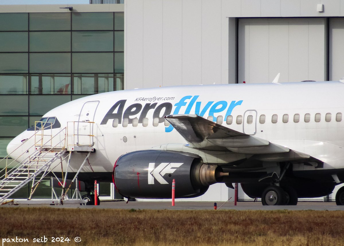 AviationYqr's tweet photo. One of two Aeroflyer 737-600s in town a couple weekends ago; This was a charter for the CJFL’s Okanagan Sun. This a/c belonged to WestJet, but got taken up by Kelowna Flightcraft. @WayneMantykaCTV
#regina #saskatchewan #yqr #reginask #sask #sk #yqrphotographer #yqrairport https://t.co/hFX4sR78FF