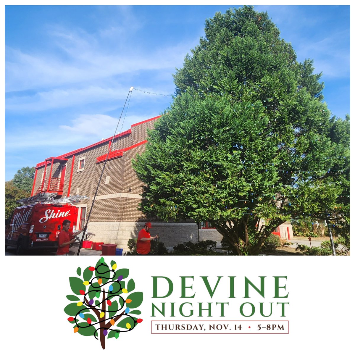 We can’t wait to turn on the Tree Lights during Devine Night Out, Thursday, November 14 at 6pm - in front of the fire house on Devine Street! It will be more fabulous this year thanks to local company, Shine, who can also help you with your holiday lights!! #devinenightout