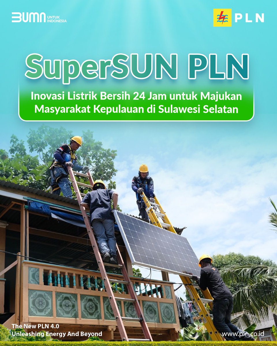 _pln_id's tweet photo. Electrizen, PLN hadirkan akses listrik bersih 24 jam bagi warga kepulauan terpecil di Sulawesi Selatan. Melalui program SuperSUN, PLN menggunakan pembangkit tenaga surya untuk menghadirkan listrik bagi warga.

#PLN #PLNUntukIndonesia https://t.co/x354uIIYOV