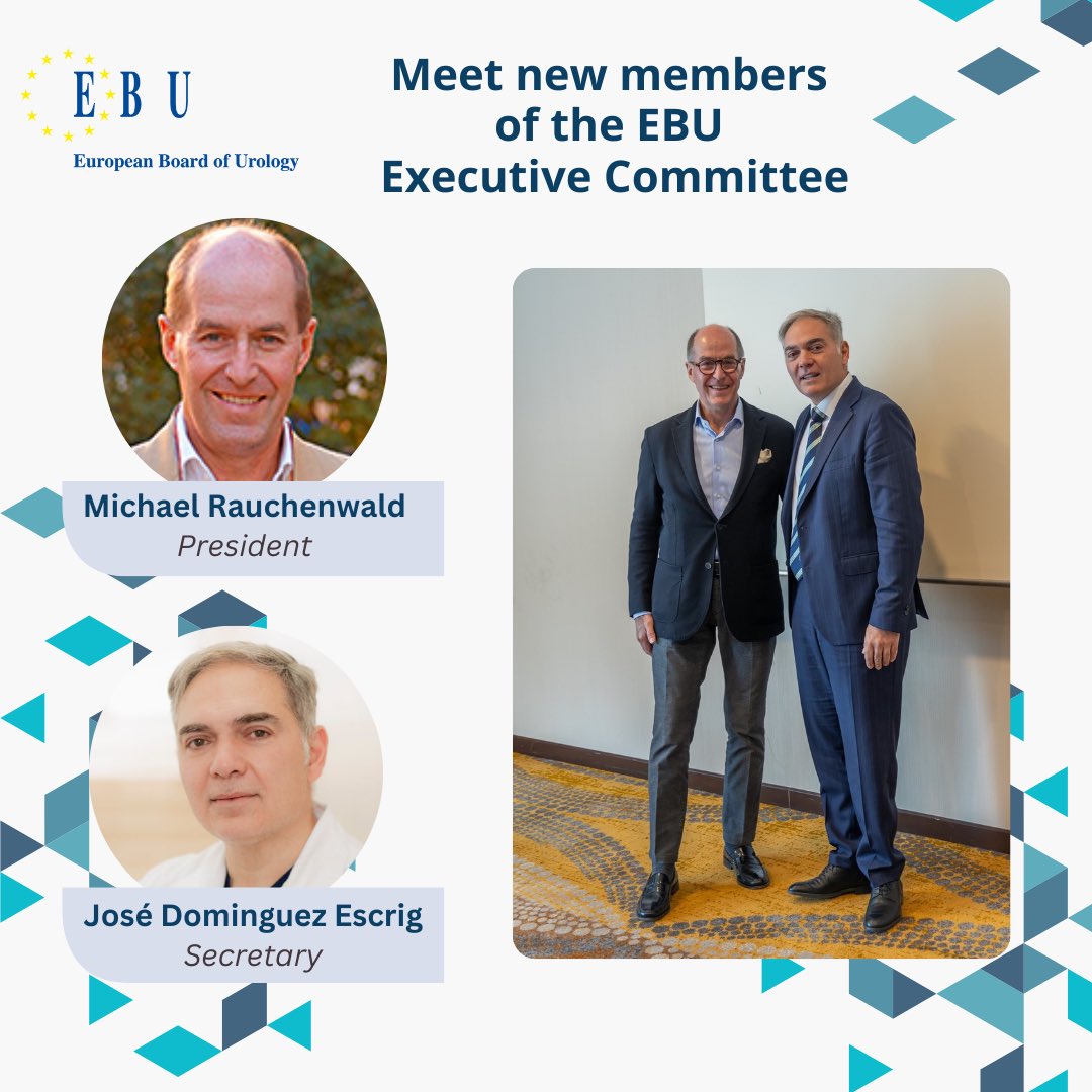 The latest #EBU Board meeting marked changes in our Executive Committee.
We are pleased to announce the appointment of Dr Michael Rauchenwald as President and Dr José Dominguez Escrig as Secretary of the #European_Board_of_Urology👏👏👏
#urology #urologist #urology_expert