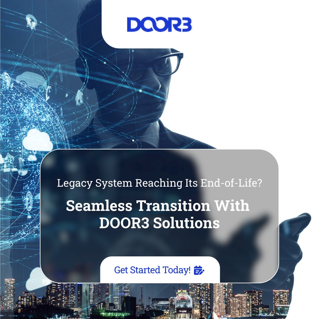 DOOR3's tweet image. ⚠️ Is your software nearing end-of-life? Don’t wait! DOOR3 helps transition to modern platforms securely &amp;amp; smoothly. #EndOfLifeTech #SystemMigration #BusinessSecurity hubs.ly/Q02VjjJ30