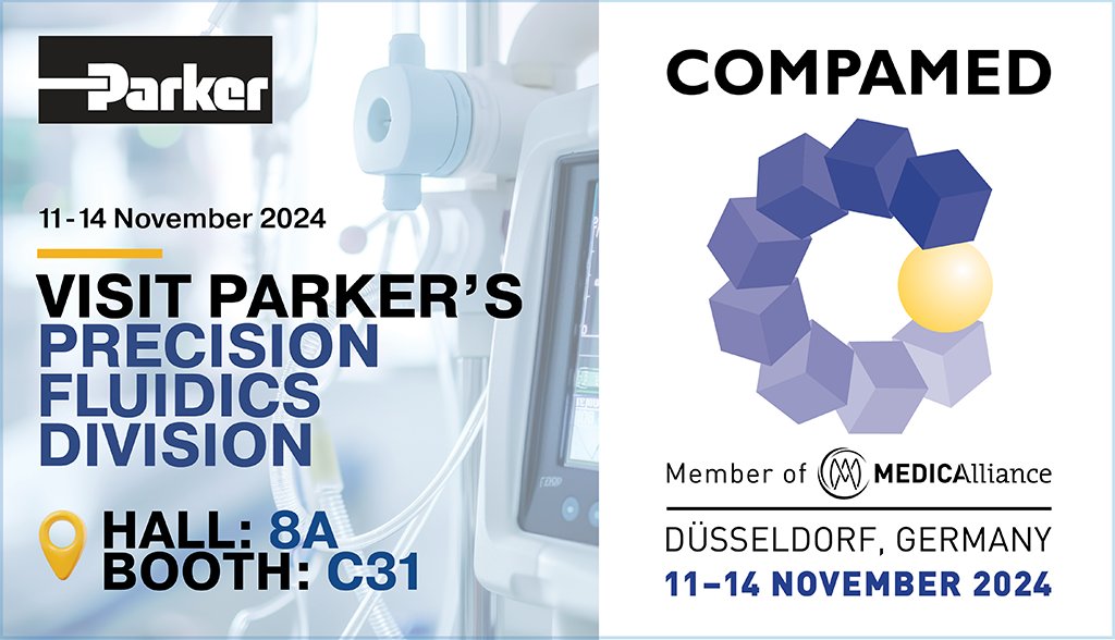Will you be attending #Compamed2024 in Düsseldorf, Germany? Parker Hannifin’s Precision Fluidics Division will present state-of-the-art miniature fluidic components. Don’t miss them at Hall 8A, Booth C31 prker.co/3BtjA33