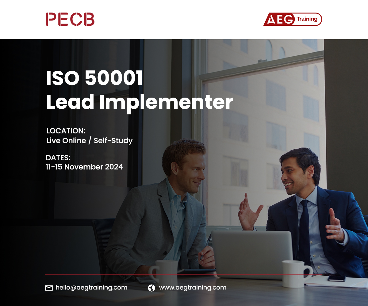 PECB (@pecb) on Twitter photo Join our partner AEG Training on their upcoming ISO 50001 Lead Implementer training course.
For additional information please contact hello@aegtraining.com Join our partner AEG Training on their upcoming ISO 50001 Lead Implementer training course.
For additional information please contact hello@aegtraining.com