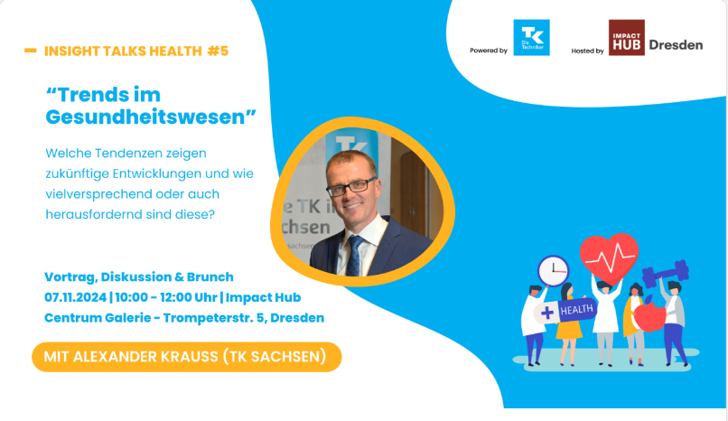Wir laden ein! Eine Teilnahme ist in Präsenz oder Online möglich. Spannende Infos und die Gelegenheit zum Austausch bietet Insight Talks Health im gemütlichen Brunch Setting in #Dresden.