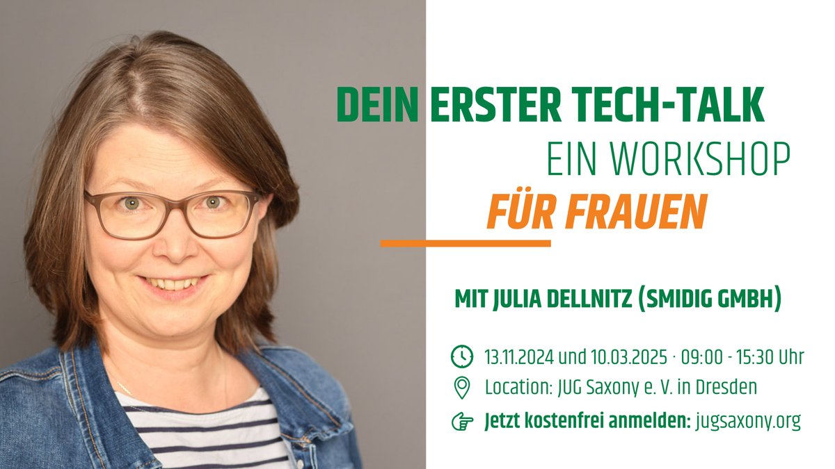 Du bist Expertin auf Deinem Gebiet, hast aber Hemmungen, vor Publikum zu treten? Dann ist unser 2teiliger #Speakerinnen-Workshop mit Julia Dellnitz  <a href="/learnical/">Julia Dellnitz</a> <a href="/smidigDE/">smidig</a> genau das, was Du brauchst!
Jetzt kostenfrei anmelden:  jugsaxony.org/timeline/2024/… #Workshop