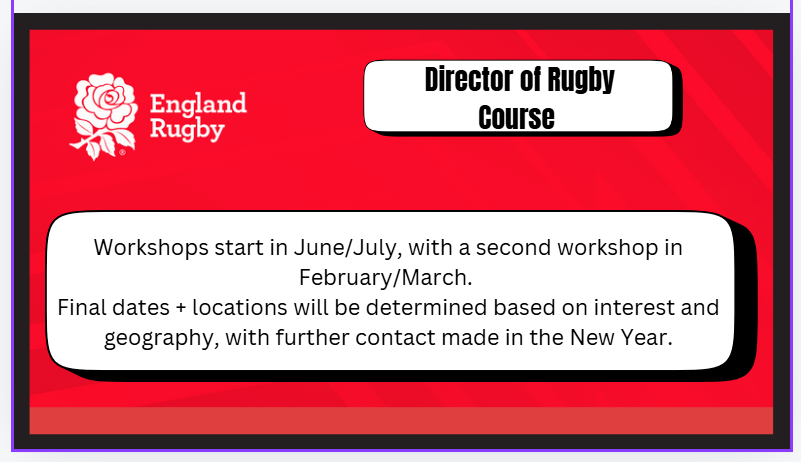 England Rugby Coach (@errugbycoach) on Twitter photo The Director of Rugby Course for 2025/26 is open for interested individuals to register their expression of interest.
Click on the link below to register:
🔗bit.ly/DoR25
<a href="/RFUMidsGameDev/">RFUMidsGameDev</a> #coachingfamily #directorofrugby #coaching #coachdevelopment The Director of Rugby Course for 2025/26 is open for interested individuals to register their expression of interest.
Click on the link below to register:
🔗bit.ly/DoR25
<a href="/RFUMidsGameDev/">RFUMidsGameDev</a> #coachingfamily #directorofrugby #coaching #coachdevelopment