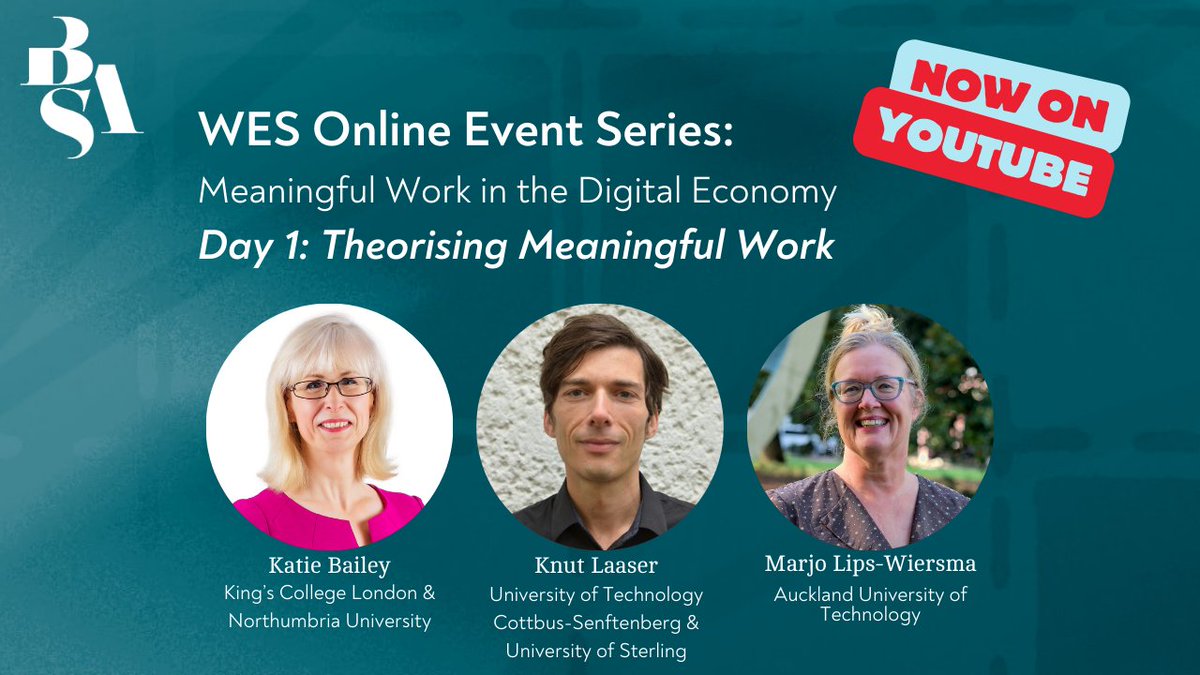 WESjnl's tweet photo. Did you miss our Event Series on Meaningful Work? Would you like to rewatch a particular moment?

You can now find all sessions on YouTube! 

Watch Day 1: Theorising Meaningful Work below and all other videos on the @britsoci channel.
https://t.co/ds4lTCBGcd https://t.co/HDdyl5GQtd