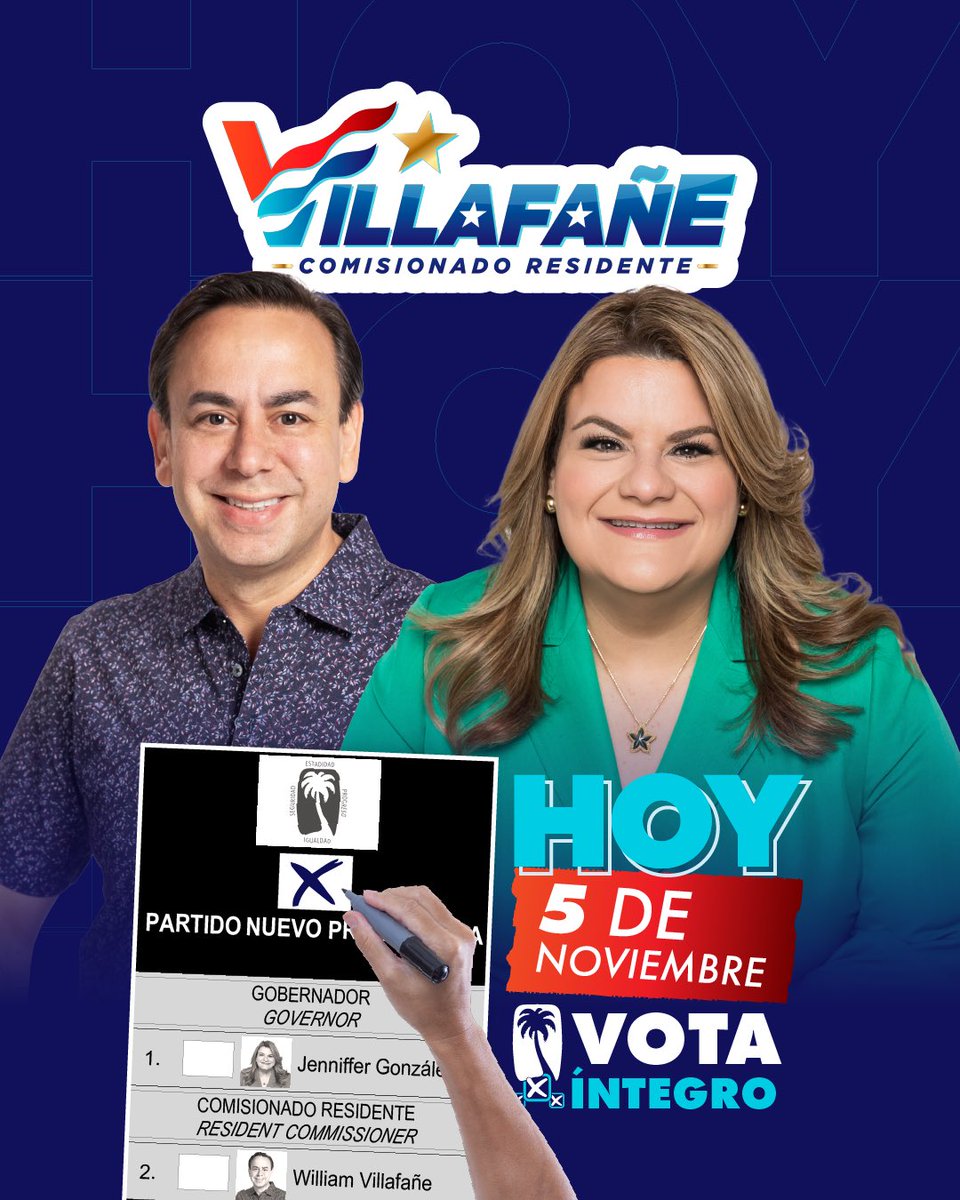 HOY, el equipo del #PNP está listo. Este es el equipo del cambio para que GANE Puerto Rico. Te pido tu confianza, y con el favor de Dios y del pueblo, te representaré en la  Capital Federal. ¡Vota íntegro bajo la palma en las tres papeletas y por la estadidad!