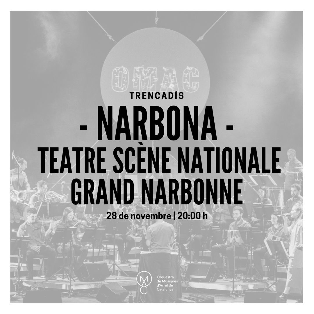 Seguim amb un nou Trencadís internacional, aquesta vegada a França.

📆 28 de novembre
⏰ 20 h
📍 Teatre Scène nationale Grand Narbonne
🎟️ …cinema-narbonne.notre-billetterie.com/billets?spec=7…

#Trencadís #OMAC #OMACorquestra