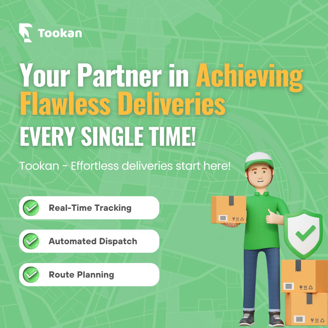 worksjungle's tweet image. Partner with Tookan for flawless deliveries that redefine efficiency and ease. 🚚✨ Experience effortless logistics like never before!

#tookan #deliverysolutions #logistics #realtimetracking #automateddispatch #routeplanning #businessgrowth