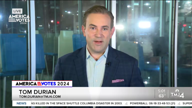 Tom Durian (@tmj4tom) on Twitter photo Good Morning! It is #ElectionDay2024 We are LIVE in Milwaukee, Washington, D.C., Atlanta and more as we bring you what you need to know before you head out. <a href="/TylerMoorewx/">Tyler Moore</a> has your forecast.
WATCH <a href="/tmj4/">TMJ4 News</a>: tmj4.com/live
<a href="/SymoneTV/">Symone Woolridge</a> <a href="/AdrianaMendez/">Adriana Mendez</a> <a href="/SydniEure/">Sydni Eure</a> <a href="/JoeStGeorge/">Joe St. George</a> Good Morning! It is #ElectionDay2024 We are LIVE in Milwaukee, Washington, D.C., Atlanta and more as we bring you what you need to know before you head out. <a href="/TylerMoorewx/">Tyler Moore</a> has your forecast.
WATCH <a href="/tmj4/">TMJ4 News</a>: tmj4.com/live
<a href="/SymoneTV/">Symone Woolridge</a> <a href="/AdrianaMendez/">Adriana Mendez</a> <a href="/SydniEure/">Sydni Eure</a> <a href="/JoeStGeorge/">Joe St. George</a>