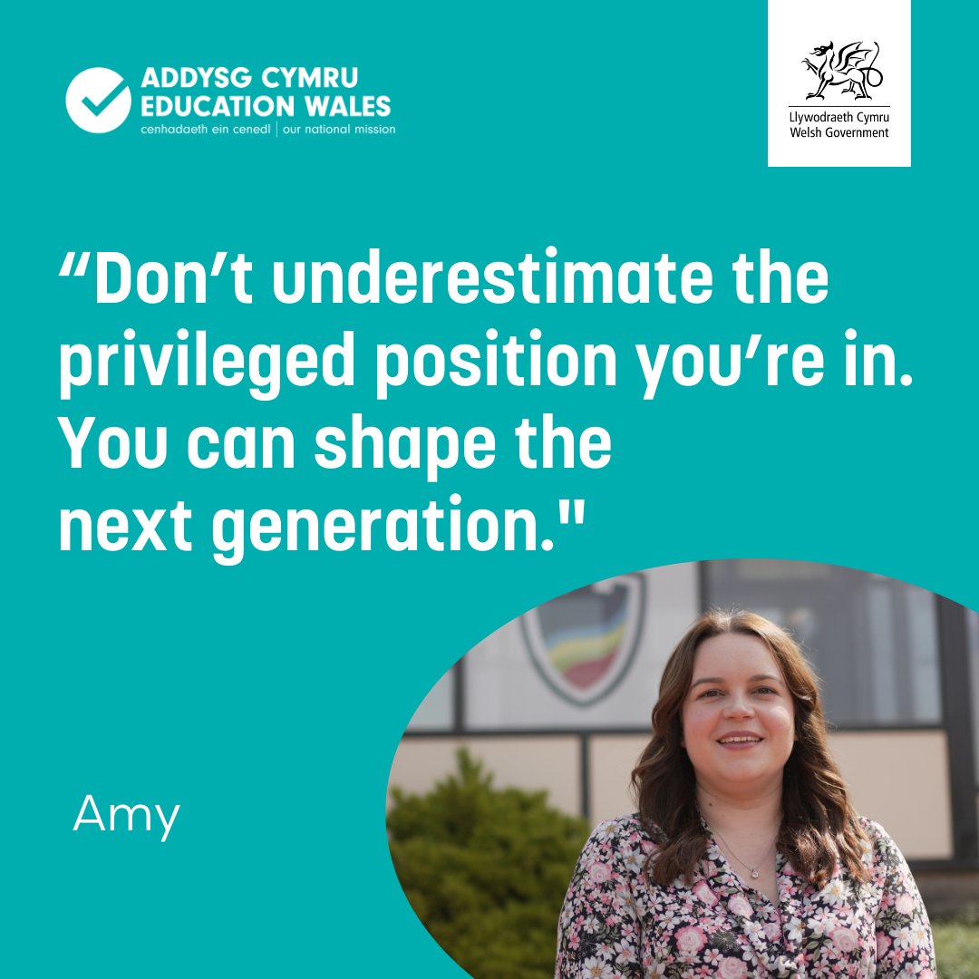 Amy Grimward from <a href="/ysgolaberconwy/">YsgolAberconwy</a> started her career as a teaching assistant.

Now, she inspires a generation of learners teaching in a secondary school.

Why not follow in her footsteps?

Visit: educators.wales/make-the-change

#TeachingWales

<a href="/Athrofa/">Yr Athrofa: Centre for Education</a>
<a href="/ITEcardiffmet/">ITE Cardiff Met</a>
<a href="/PGCEswanseauni/">PGCE Swansea University</a>