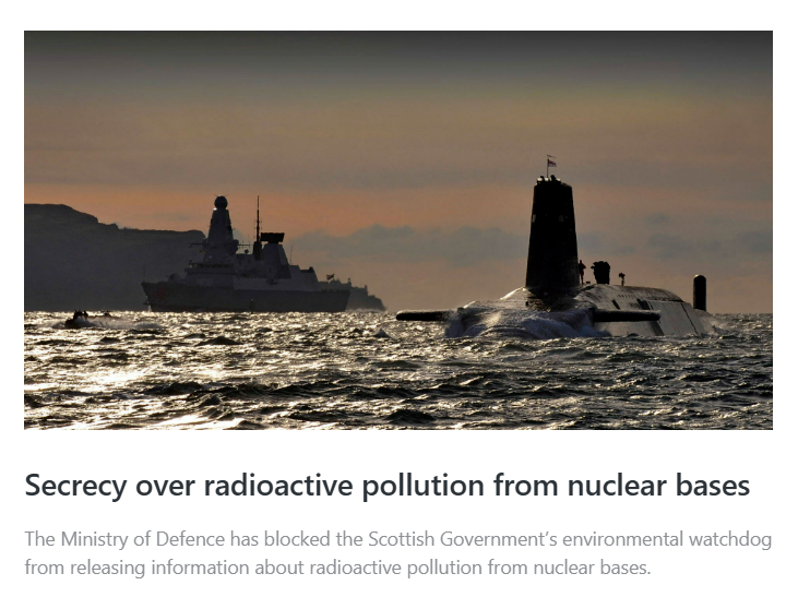 <a href="/dorfman_p/">Dr Paul Dorfman</a> If it's so safe, why is the Scottish Govt environmental watchdog blocked from information re radioactive pollution from nuclear bases?
21 nuc subs stored at UK ports still awaiting safe disposal. Dreadnaught decommissioned in 1980 the oldest. 
No progress.
navylookout.com/project-to-dis…