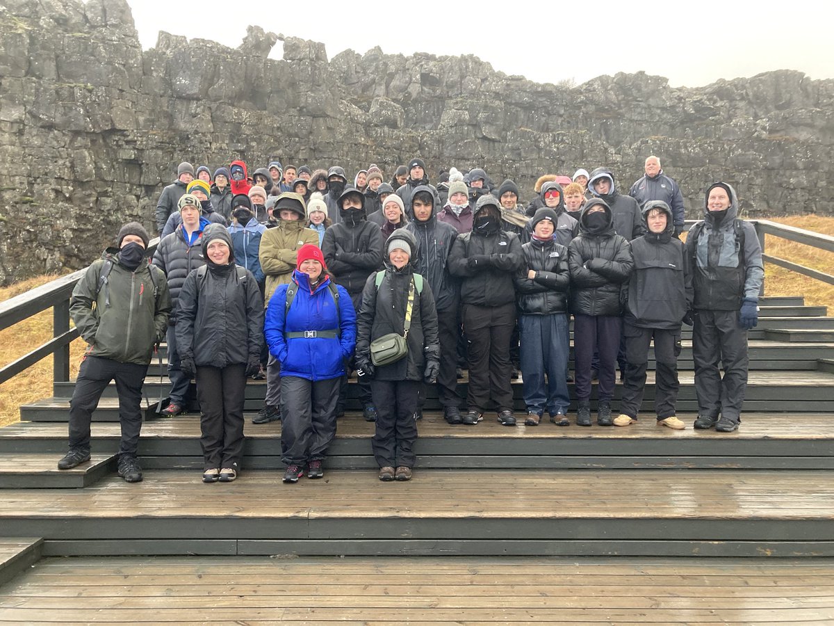 HH_SeniorSchool's tweet photo. Super visit to a very windy Thingvellir to see the continental plates rifting! Impressive waterfalls and a chance to see the ‘Rock of Law’ of Iceland. Off to see the geysir now! https://t.co/lCetWaZ530