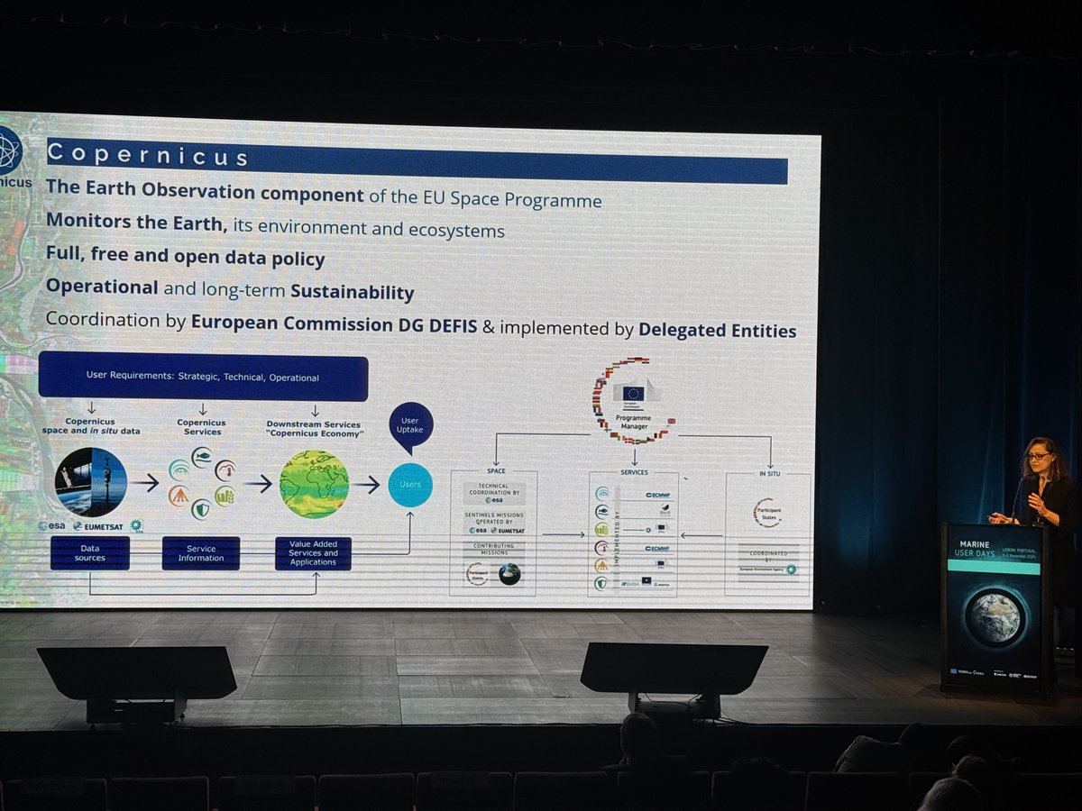 Insightful session at the #MarineUserDays on the marine data landscape in #Europe &amp; its role in the blue economy 🌊 by the entities providing the space/service components of the #Copernicus Programme: <a href="/eumetsat/">EUMETSAT</a>, <a href="/EU_Commission/">European Commission</a>, <a href="/esa/">European Space Agency</a>, @OSISAF, <a href="/meteofrance/">Météo-France</a>, <a href="/ECMWF/">ECMWF</a> &amp; <a href="/EMODnet/">EMODnet</a>.
