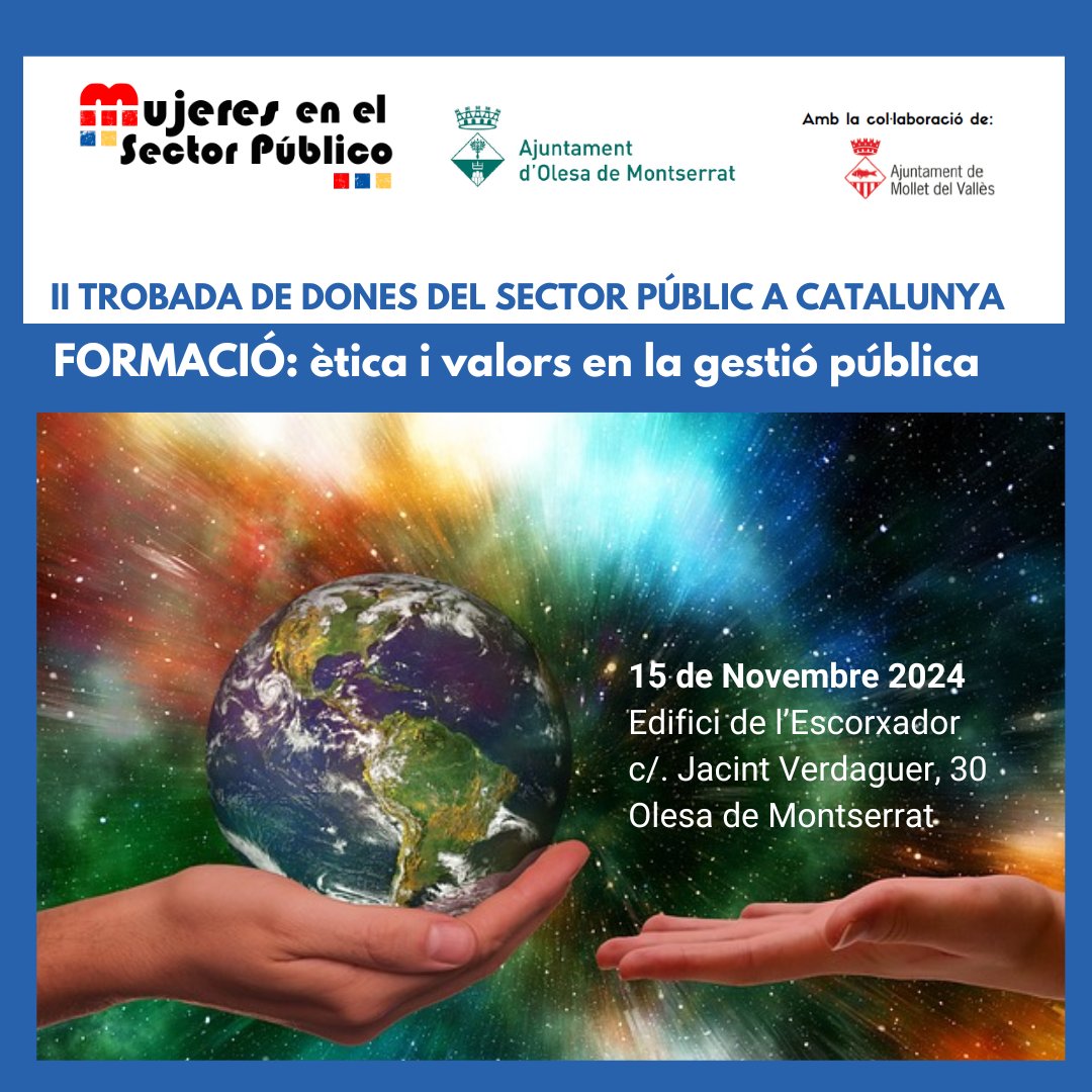 MujeresSP's tweet photo. Confirmamos la participación de la consellera d'Igualtat i Feminisme, Eva Menor, en la II Jornada de Mujeres en el Sector Público en Cataluña FORMACIÓN: ética y valores en la gestión pública. @evamenorc @AjuntamentOlesa @ajmollet @govern @evamenor
https://t.co/adAWa3IeJn https://t.co/83XWZ2aY5v