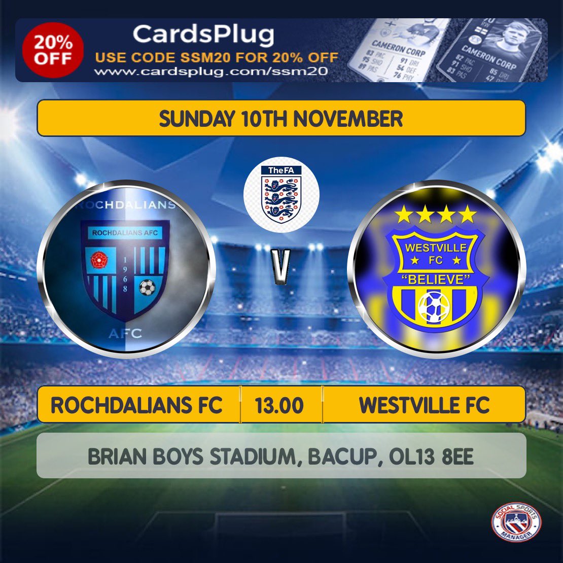 RochdaliansAFC's tweet image. Another big day for the club on Sunday as we compete in the 2nd round of the FA Sunday cup. 

We play @westvillefc up at Bacup Borough FC. 

Hopefully the lads take the recent form into this one knowing we will have to be at our best to be in with a shout for round 3. 

#UTFD