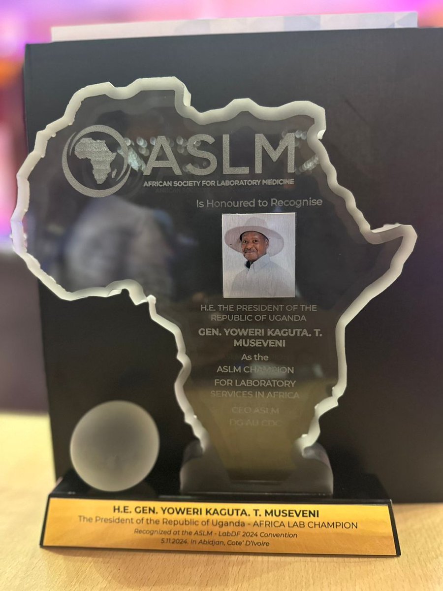 AkelloJM's tweet photo. @DianaAtwine @KagutaMuseveni President Museveni's efforts in establishing the Africa CDC and enhancing pandemic preparedness have set a powerful example for the continent. Well-deserved recognition for Uganda's contributions to health excellence! #ProudMoment #ASLM2024 https://t.co/7Lm6AmkeM2