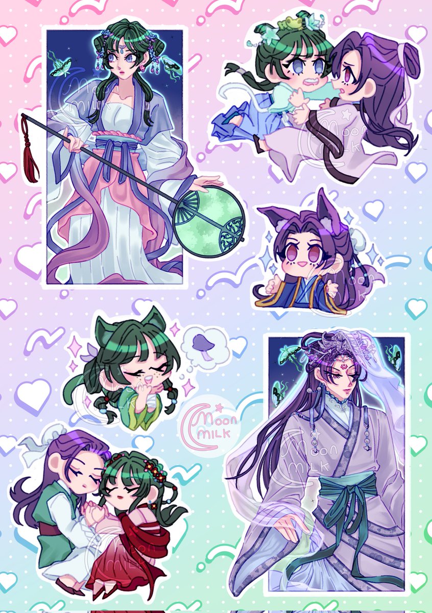 PrinceMoonMilk's tweet photo. I want to draw more Apothcary Dairies!! Jinshi and Maomao have so many beautiful outfits 🥺✨️

For now stickers!! 💕
#apothecarydiaries #薬屋のひとりごと https://t.co/2sDM94LN6h