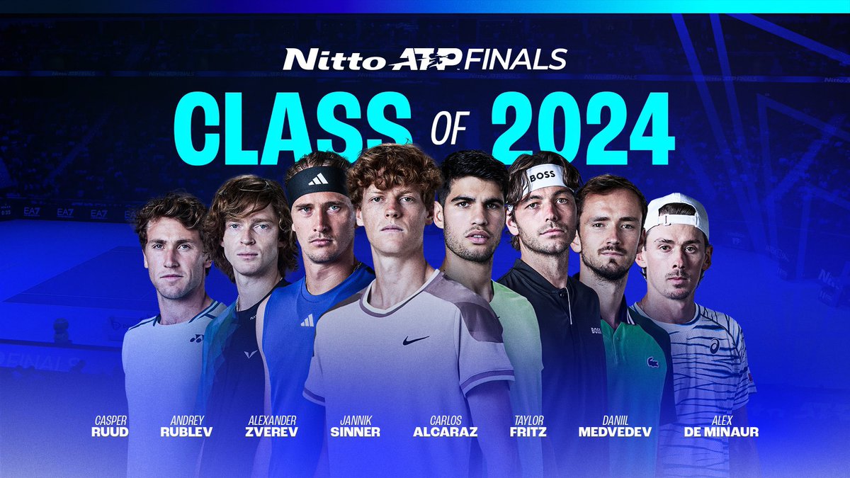 Tennis_World20's tweet photo. 🚨رسميًا:

اكتمال قائمة المشاركين في بطولة نهائيات الجولة العالمية في تورينو بعد انسحاب جوكوفيتش:

- يانيك سينر 🇮🇹 
- ساشا زفيريف 🇩🇪 
- كارلوس الكاراز 🇪🇸 
- دانيل ميدفيديف 🇷🇺 
- تايلور فريتز 🇺🇸 
- كاسبر رود 🇳🇴 
- اليكس دي مينور 🇦🇺 
- اندري روبليف 🇷🇺 

البطولة ستنطلق الأحد المقبل. https://t.co/m1GHwpctuQ