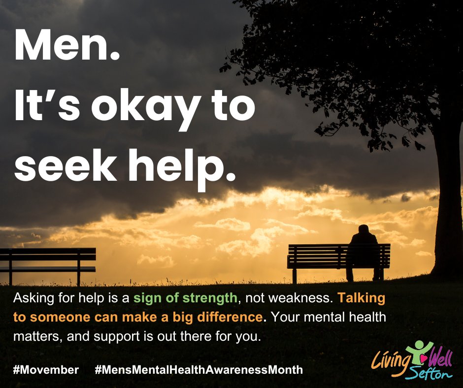 Living Well Sefton (@lwsefton) on Twitter photo It's #mensmentalhealthawearness month. Get in touch & get some support. It's okay to ask for help.
seansplace.org.uk in Bootle 0151 - 922-5444
reachmenscentre.com in Bootle - 07504565764 or 0151 245 6925.
<a href="/SeftonCVS/">Sefton CVS</a> <a href="/seftoncouncil/">Sefton Council</a> #Movember It's #mensmentalhealthawearness month. Get in touch & get some support. It's okay to ask for help.
seansplace.org.uk in Bootle 0151 - 922-5444
reachmenscentre.com in Bootle - 07504565764 or 0151 245 6925.
<a href="/SeftonCVS/">Sefton CVS</a> <a href="/seftoncouncil/">Sefton Council</a> #Movember