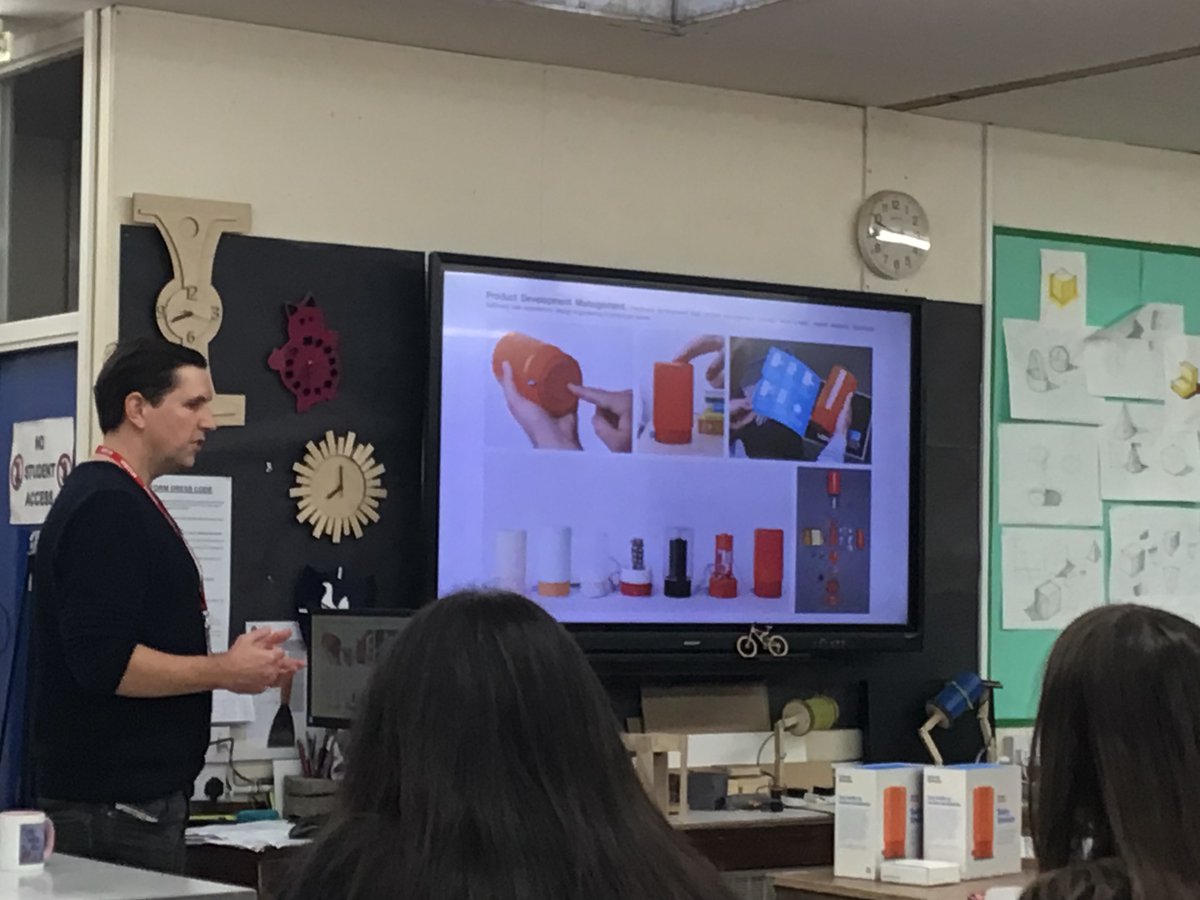 *Guest speaker: Product Designer*
Neil Merry spoke to KS5 Product Design students about his career and the pros and cons of being in Product Design. He gave insight into career opportunities and spoke to students individually about their A-level project, offering helpful advice.