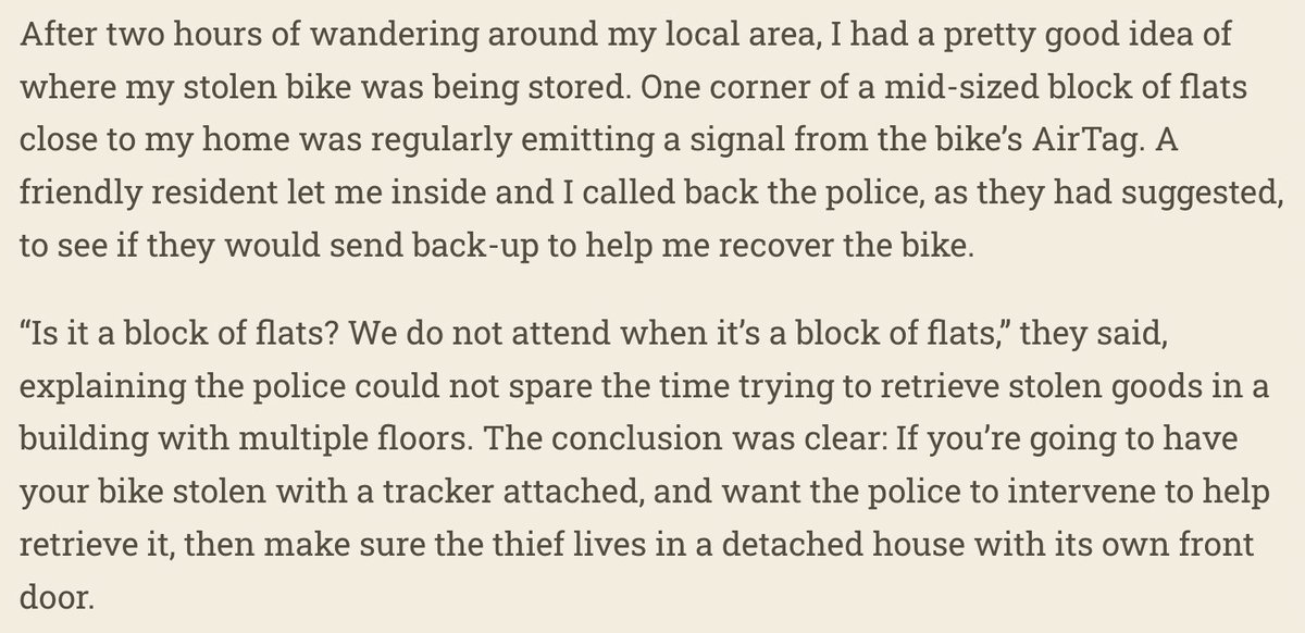 The police don't do blocks of flats