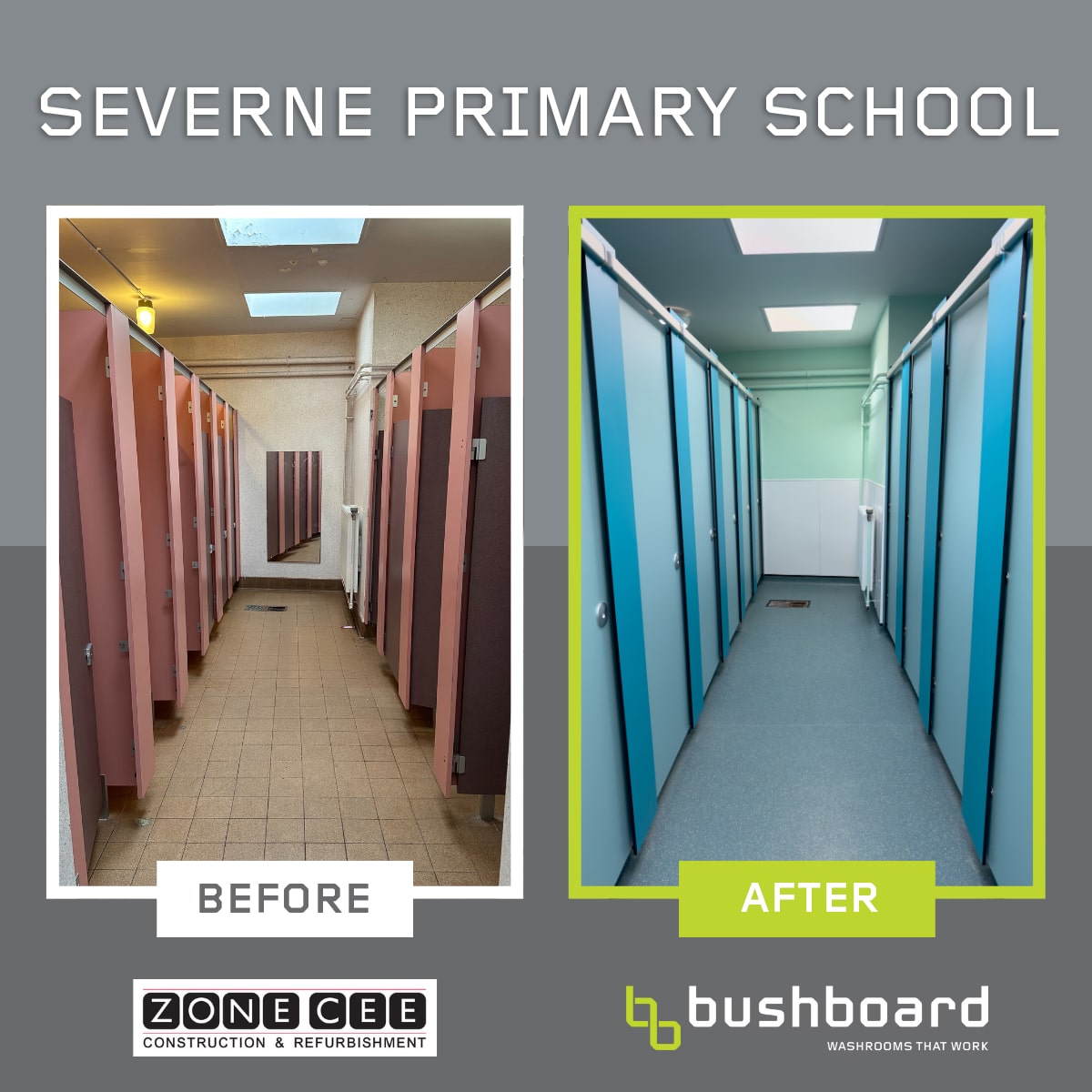 Severne Primary School wanted to update their tired and damaged school washrooms.

The collaboration between Spicer Surveys, Zone Cee and Bushboard Washrooms delivered a safe and colourful washroom that fit the schools brief.

Read more: ow.ly/VGZU50TXXHw