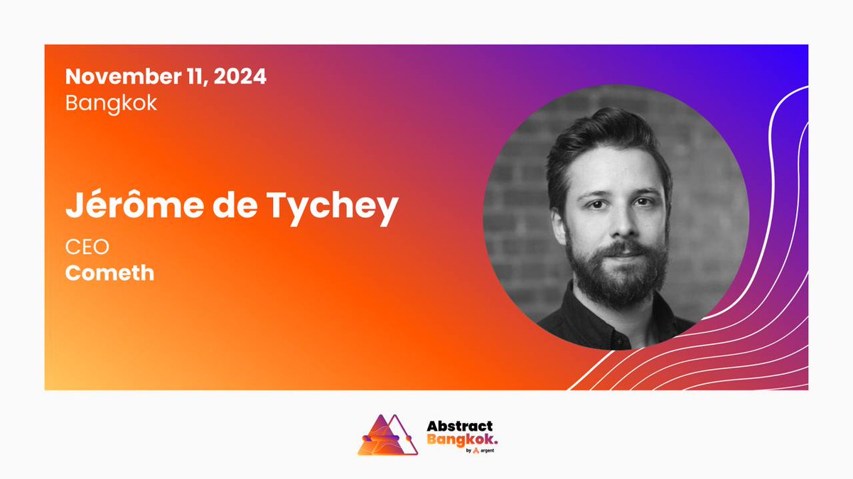 Get ready for an epic Monday @ Abstract Bangkok
The State of AA two years after #ERC4337, see me rant w/ <a href="/Cometh/">Cometh</a>  <a href="/ETazou/">elias tazartes 🥕🧑‍🌾</a>  <a href="/aztecnetwork/">Aztec</a> <a href="/Starknet/">Starknet (Privacy x BTCFi arc) 🥷</a>  &amp; <a href="/ylv_io/">ylvio.eth 🦇🔊</a> 
Get your ticket here ⬇️
lu.ma/1i6x0kx6?coupo…