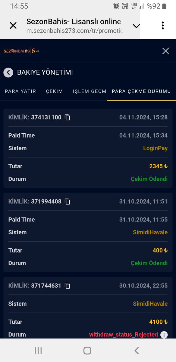 sezonbahisten 2345 tl loginpay yontemiyle 6 dk da hesabima aktarilmistir tesekurler #https://twitter.com/SezonBahis
