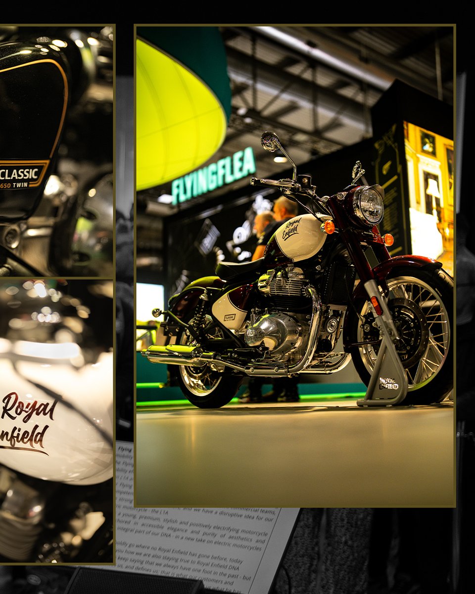 royalenfield's tweet photo. An exciting unveil of the newest additions to our fleet. 

⚡ Flying Flea 
💪 Bear 650
💣 Classic 650 
Tune in for the EICMA Unveil Premiere at 🕗 8 PM IST tonight.

Visit: https://t.co/q91zmAgpTF

#LiveLightly #FeelFree #Bear650 #InGutWeTrust #Classic650 #RoyalEnfield https://t.co/YksOdTY6Lm