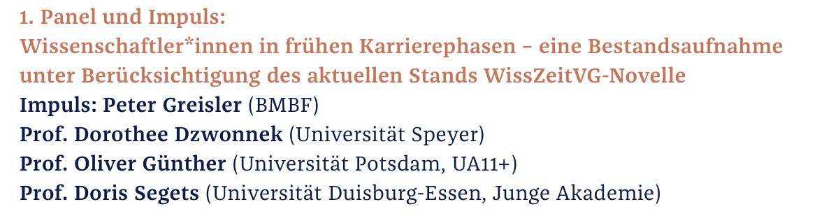 Meldet Euch an und diskutiert mit unseren Panelisten der 1. Runde den Status Quo von Wissenschaftler*innen in frühen Karrierephasen und die Auswirkungen des reformierten WissZeitVG: ua11plus.de/veranstaltungen
#ua11plus #WissZeitVG #Wissenschaft