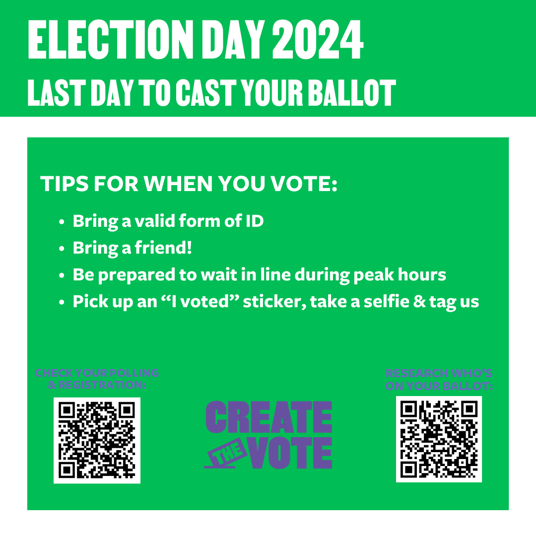 mataharijustice's tweet photo. Today’s the day to make your voice heard and cast your vote! Head to the polls, bring a friend, &amp; don’t forget to grab your "I Voted" sticker! Let’s shape the future of our community together.  #ElectionDay #GetOutTheVote #CreateTheVote #YourVoteMatters #CTV2024 #Vote2024 #MAPOLI https://t.co/2kl3GlZNyt