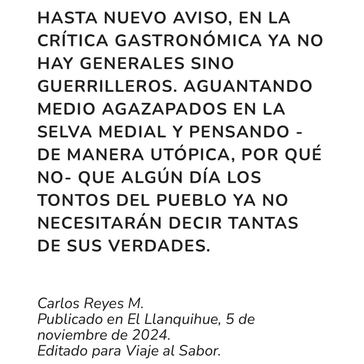 Lee la columna completa en viajealsabor.cl 

#crítica #criticagastronomica #gastronomia #comida #restaurantes #periodismo #crónica #viajealsabor