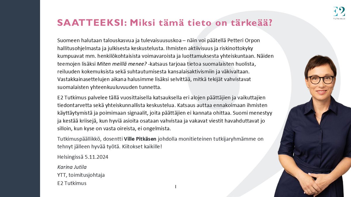 Kirjoitin saatesanat #MitenMeilläMenee2024 katsaukseen ja napakat perustelut, miksi tuloksiin kannattaa perehtyä. Julki siis 12.11. 📌