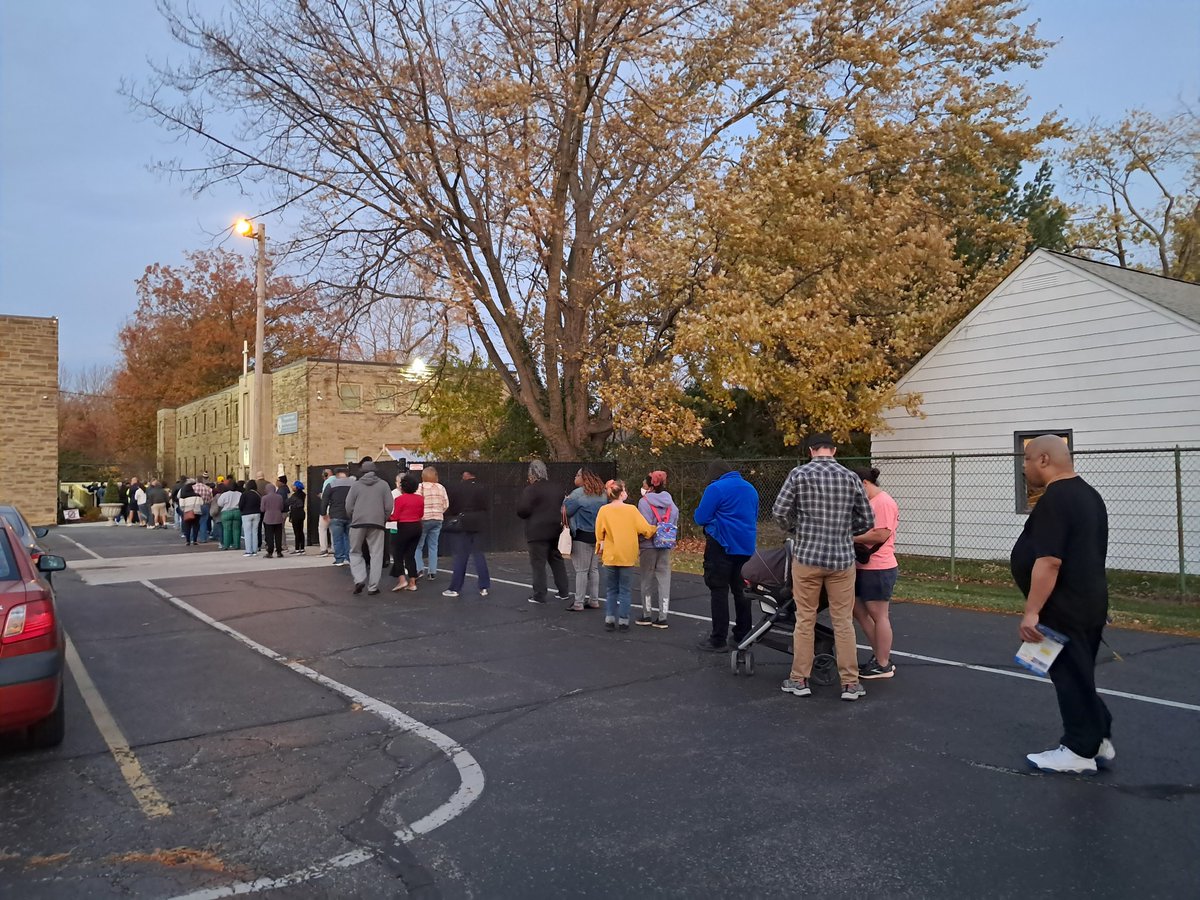 This is the longest line of voters I have ever seen at Euclid's St Robert and Williams on Election Day. This isn't the end of it. The line turned the corner and kept going.