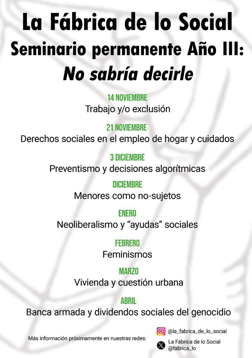 Arranca el III Seminario de <a href="/fabrica_lo/">La Fábrica de lo Social</a>, dirigido a estudiantes, profesores/as, profesionales y miembros de colectivos implicados de distintas formas en la defensa de los derechos sociales. Todas las sesiones son abiertas y se celebrarán en <a href="/fcst_unizar/">Facultad de Ciencias Sociales y del Trabajo</a>. Apuntad las fechas!