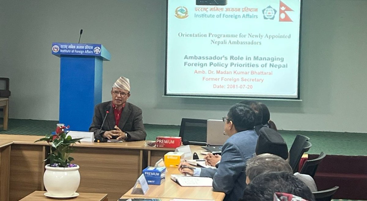 Orientation Programme for Newly Appointed Ambassadors started today at IFA. Delivering a keynote address, Foreign Minister <a href="/Arzuranadeuba/">Dr. Arzu Rana Deuba</a> navigated  through foreign policy priorities of Nepal. <a href="/sewa_lamsal/">Sewa Lamsal</a>