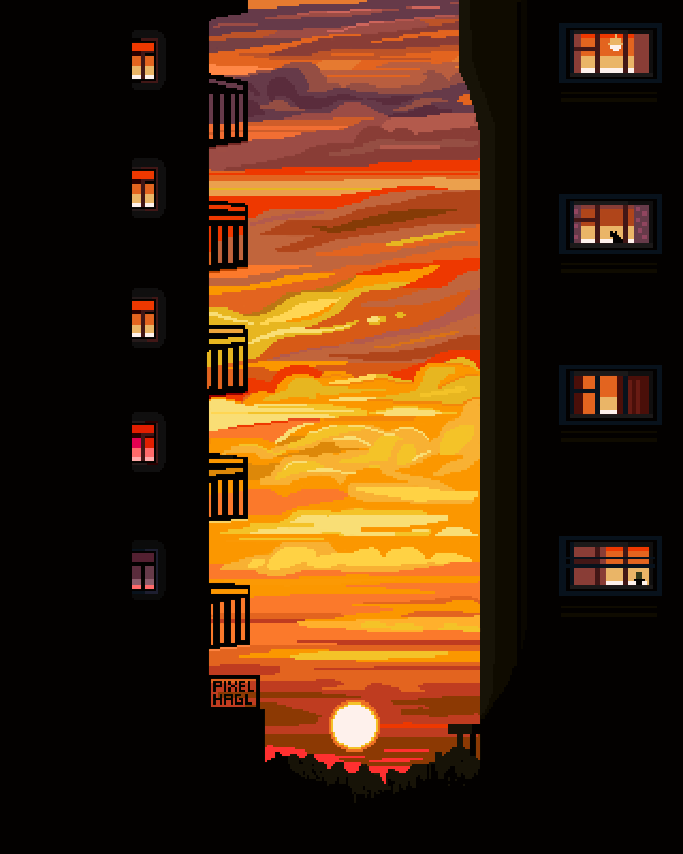 Pixel_Hagl's tweet photo. Love the dormitory district vibe 
Was waiting for time to do it 

#pixelart #ドット絵 #pixels https://t.co/1jits4WbA3