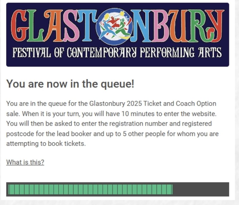 TheGlastoThingy's tweet image. 🚨 TICKET QUEUE CONFIRMED 🚨 

Big change in the ticket buying process this year with the introduction of a queue.

#Glastonbury 

Full details on the official site 👇
glastonburyfestivals.co.uk/news/2025-tick…