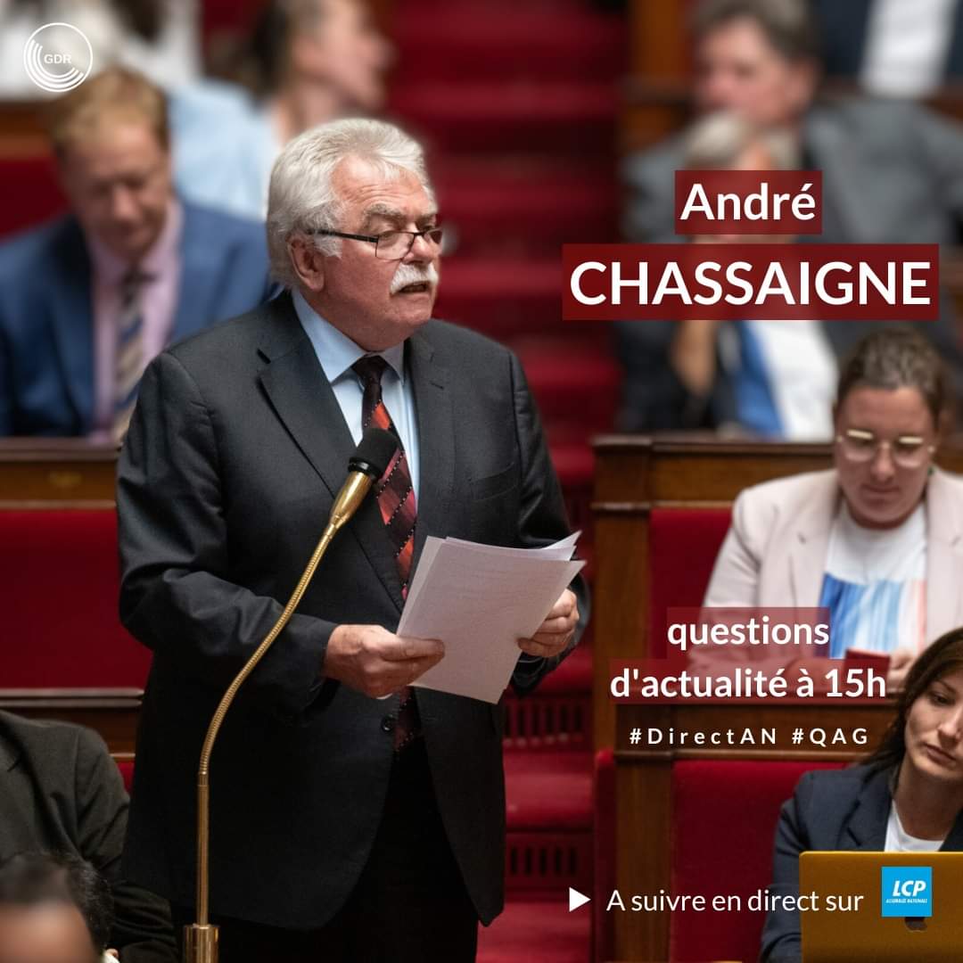 AndreChassaigne's tweet image. Ferrmetures de sites et licenciements annoncés chez #Michelin et #Auchan : j'interpellerai le Premier ministre @MichelBarnier aujourd'hui vers 16h, lors des questions au Gouvernement.
#DirectAN #QAG @deputesPCF @deputesGDR