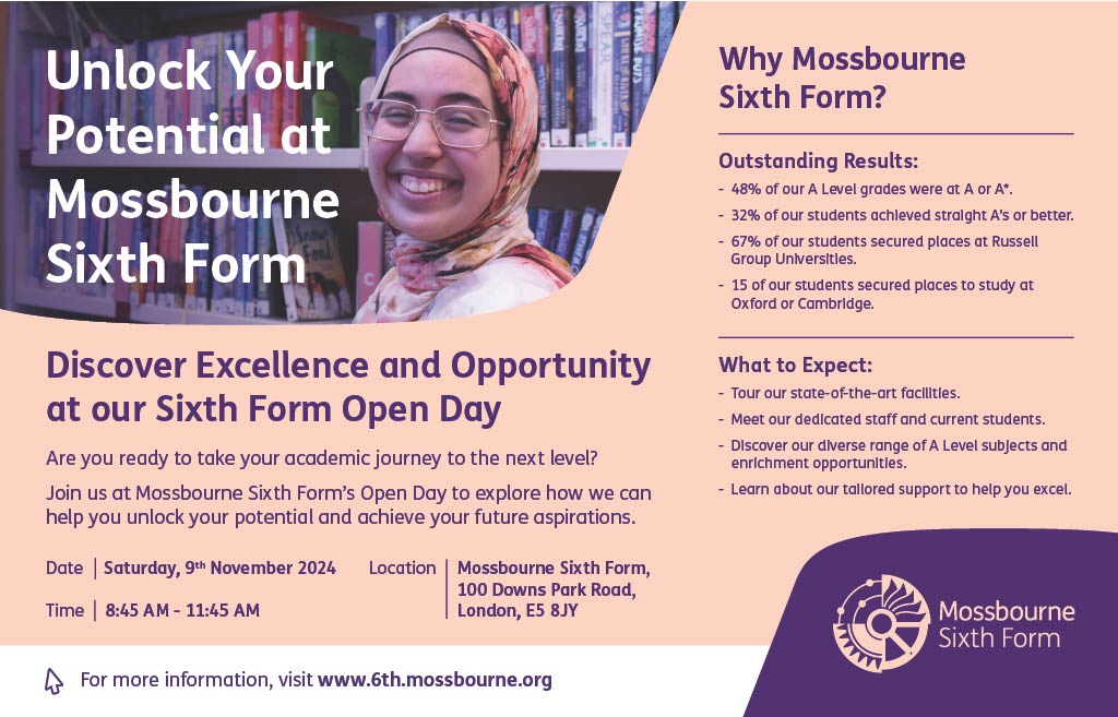 Come and discover everything our Sixth Form has to offer you at our Sixth Form Open Day on Saturday, 9th November.