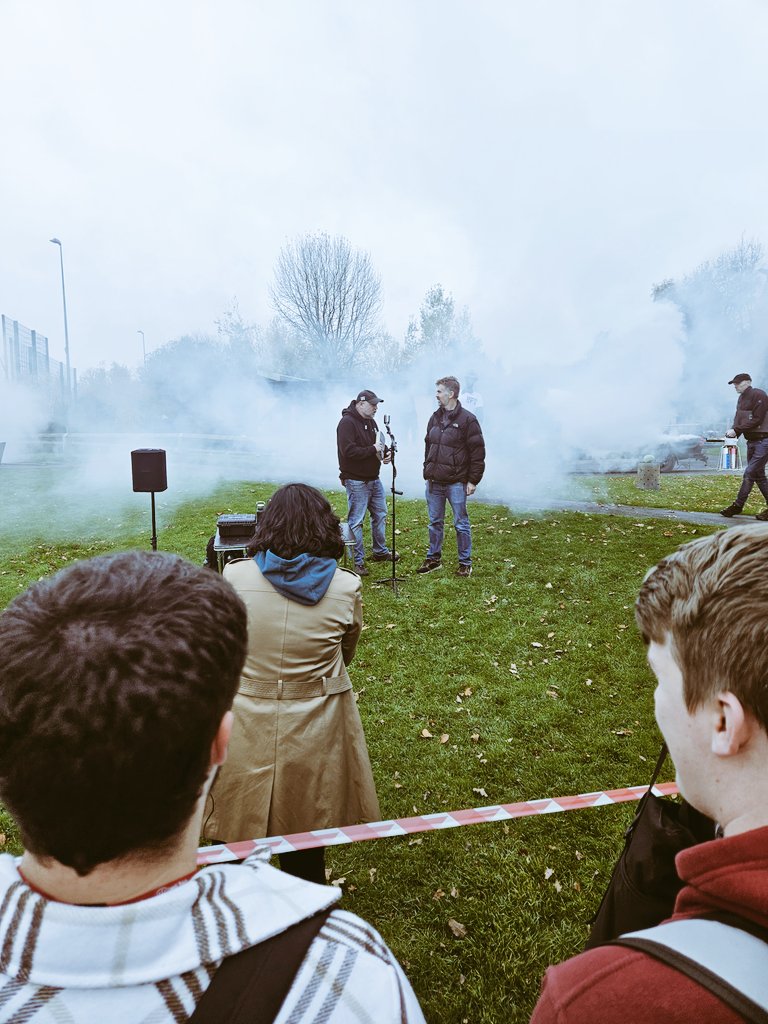 BeanJourno's tweet photo. Day two of Journalism and Media Week @LeedsTrinity is @screenyorkshire day. 

The wonderful SFX team photographed here showcasing how fire and explosions can work on set! #screenyorkshire #LTJMW https://t.co/rALFQthnsw