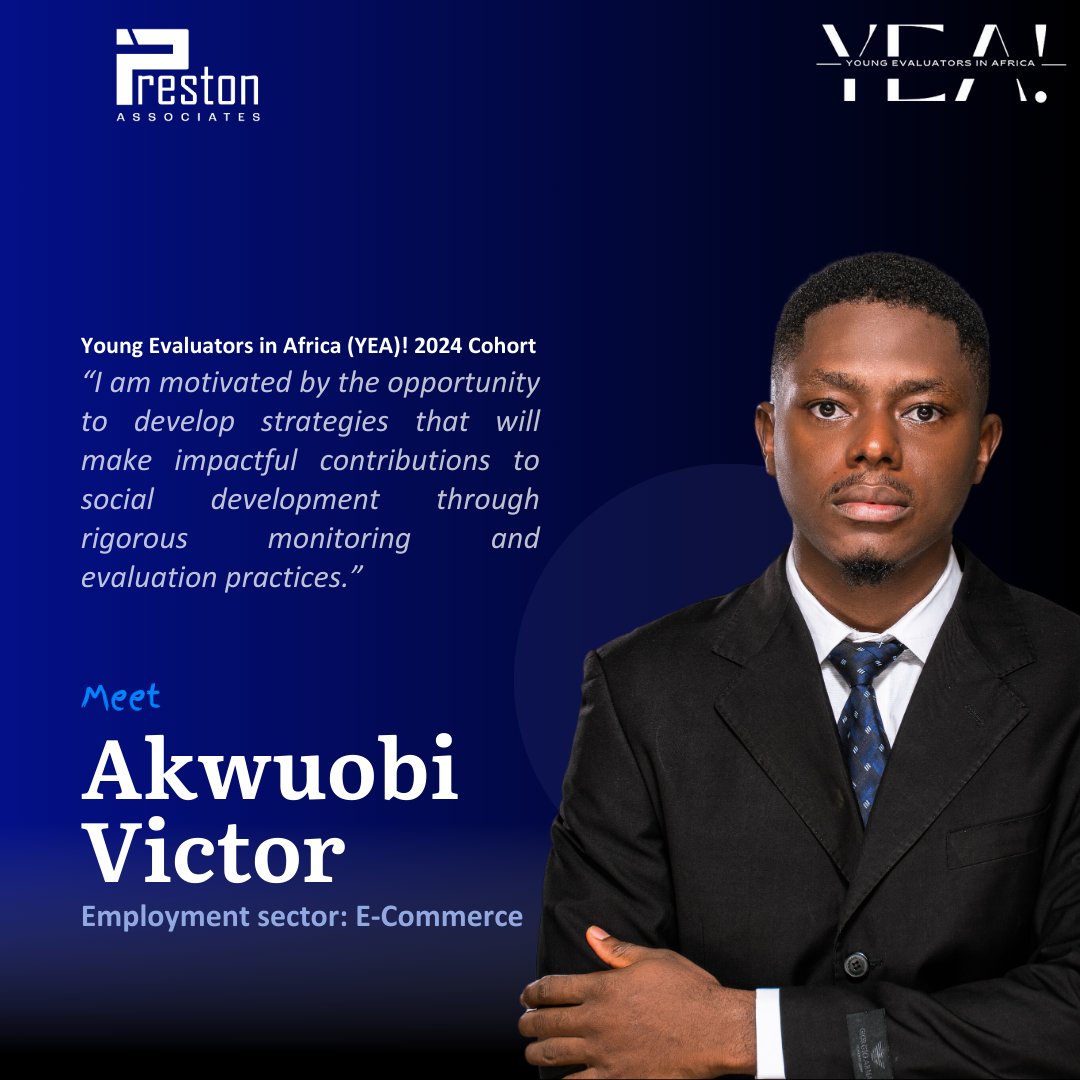 preston_int's tweet photo. 🌟 Introducing Akwuobi Victor: YEA! 2024 Intern 🌟
Welcome Akwuobi Victor to 2024 Young Evaluators in Africa (YEA!) Internship Program. Victor is eager to dive deep into the world of monitoring, evaluation, and learning (MEL), bringing his enthusiasm and commitment to the program https://t.co/w4C18xqliV