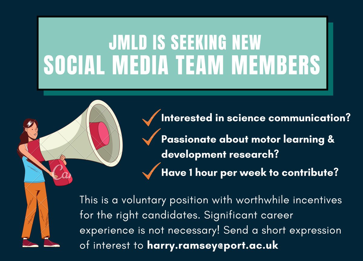 🌟Please share🌟

We're looking for Science Communication Coordinators to join our social media team

This is a great opportunity for a #PhD student or #EarlyCareer researcher with very worthwhile incentives &amp; an opportunity to work with a Journal in the motor learning discipline