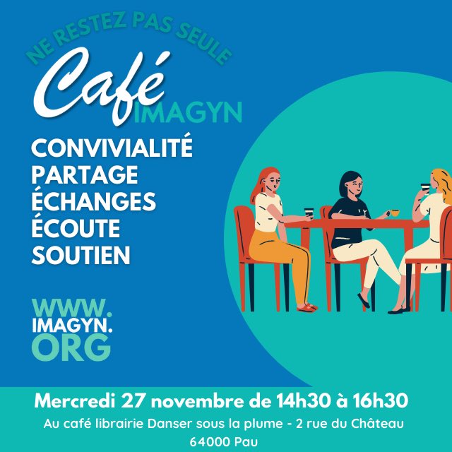 Nous avons le plaisir de vous accueillir pour un Café IMAGYN le Mercredi 27 novembre Au café librairie Danser sous la plume - 2 rue du Château 64000 Pau de 14h30 à 16h30 🍽️☕️

⚠ L’inscription est obligatoire via notre site.