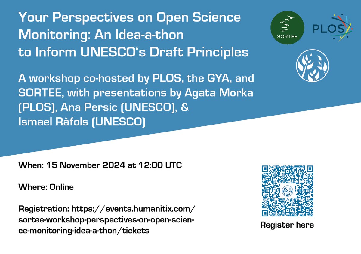 Join us next Friday for this exciting "idea-a-thon", with speakers from <a href="/PLOS/">PLOS</a> and <a href="/UNESCO/">UNESCO 🏛️ #Education #Sciences #Culture 🇺🇳</a> and plenty of time for brainstorming and discussion on the <a href="/UNESCO/">UNESCO 🏛️ #Education #Sciences #Culture 🇺🇳</a> #openscience monitoring principles. Output will be feedback to <a href="/UNESCO/">UNESCO 🏛️ #Education #Sciences #Culture 🇺🇳</a> on these principles. Free and open to everyone.
