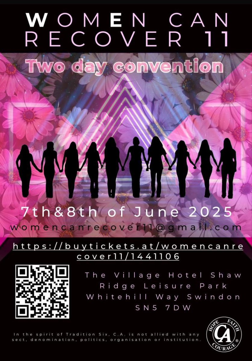 CAevent: WOMEN CAN RECOVER 11 - 2 day #CocaineAnonymous #convention in #Swindon. Celebrating women in #recovery
.
.
#CA #CAevent #fellowship #drug #addiction #recovery #drugaddiction #womencanrecover  #nonrestrictive