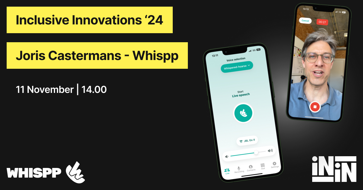LetsEnvision's tweet photo. Instantly convert whispers or impaired speech into a clear voice with @mywhispp ! Join Joris Castermans, CEO, as he demos this assistive app at #InIn24 on Nov 11 at CIC Rotterdam. Register free: https://t.co/RficAh0psn.
@joriscast
#AssistiveTech #Accessibility #Wearables https://t.co/V07fgHXfNk